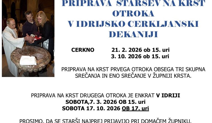 PRIPRAVA STARŠEV NA KRST OTROKA PRIPRAVA STARŠEV NA KRST OTROKA