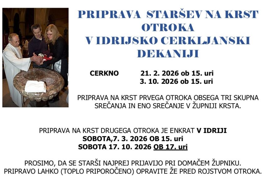 PRIPRAVA STARŠEV NA KRST OTROKA